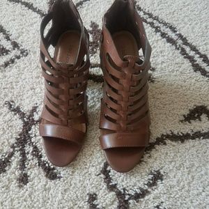 Brown caged heels
